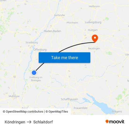 Köndringen to Schlaitdorf map