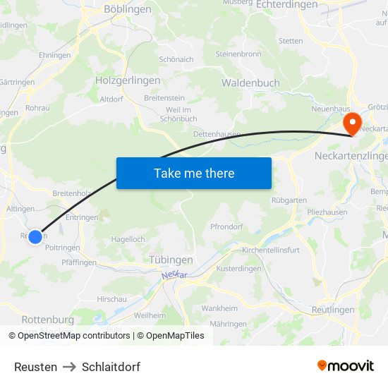 Reusten to Schlaitdorf map