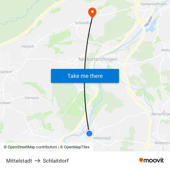 Mittelstadt to Schlaitdorf map