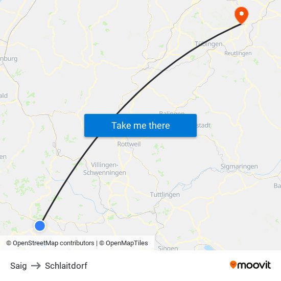 Saig to Schlaitdorf map