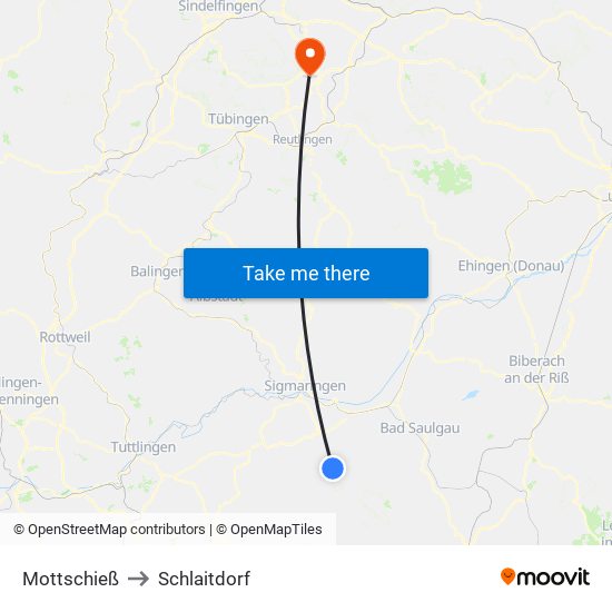 Mottschieß to Schlaitdorf map