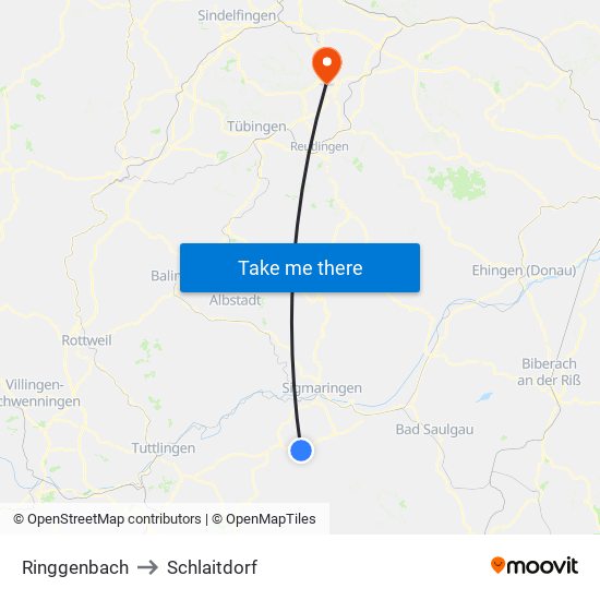 Ringgenbach to Schlaitdorf map