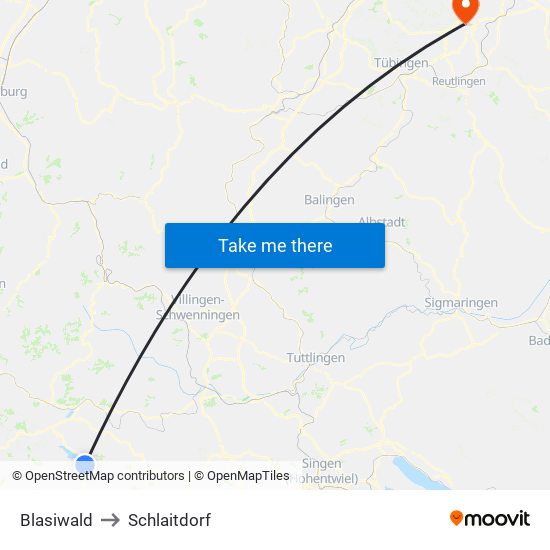 Blasiwald to Schlaitdorf map