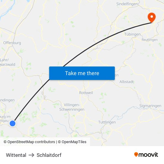Wittental to Schlaitdorf map