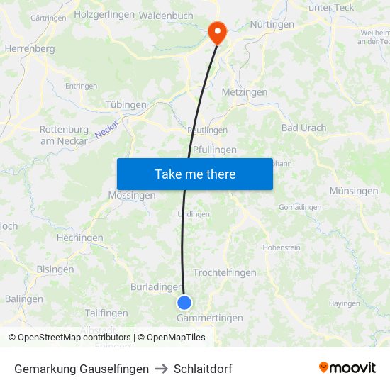 Gemarkung Gauselfingen to Schlaitdorf map