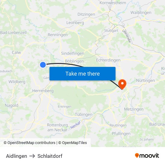 Aidlingen to Schlaitdorf map