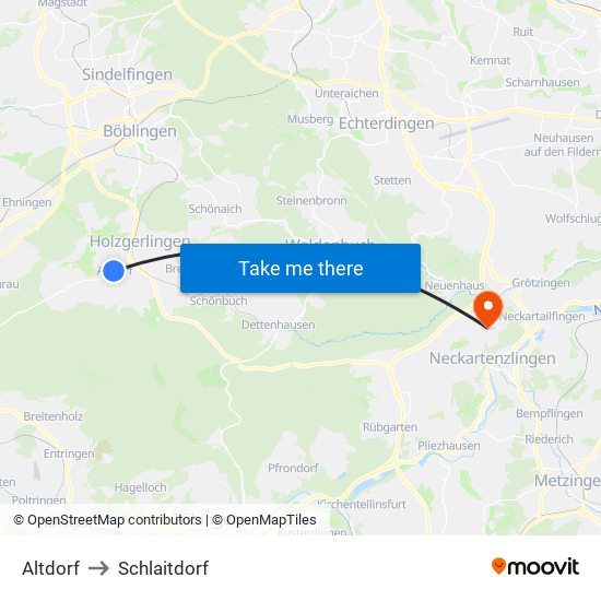 Altdorf to Schlaitdorf map