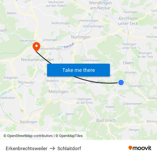 Erkenbrechtsweiler to Schlaitdorf map