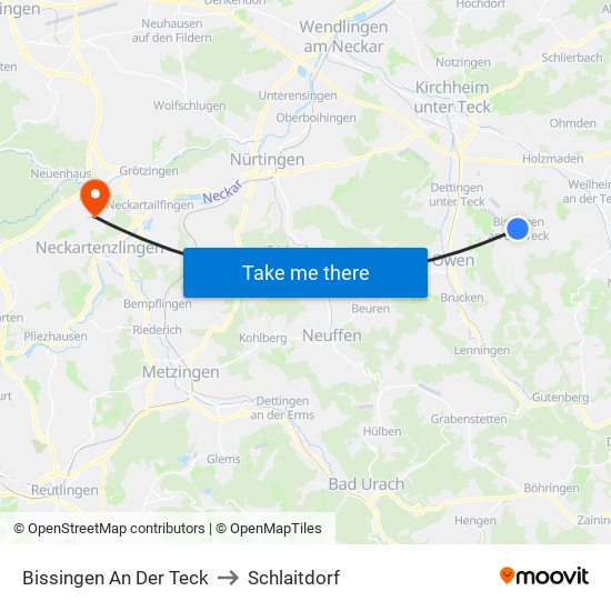 Bissingen An Der Teck to Schlaitdorf map