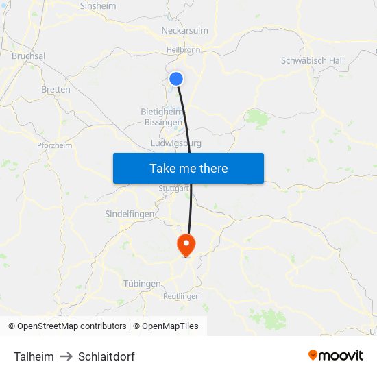 Talheim to Schlaitdorf map