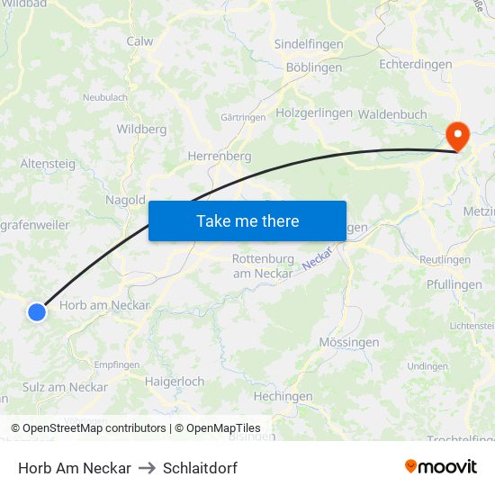 Horb Am Neckar to Schlaitdorf map