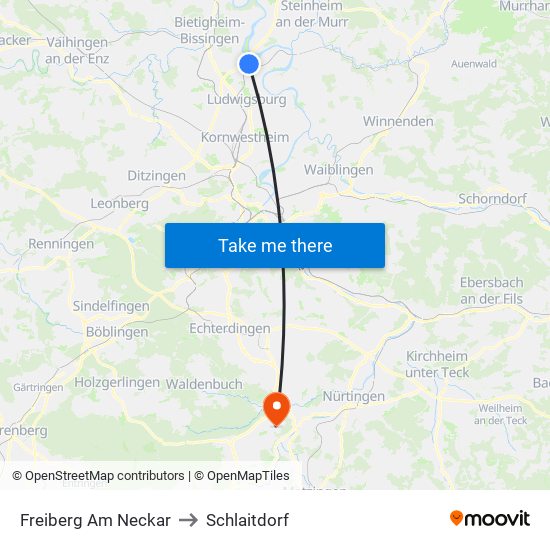 Freiberg Am Neckar to Schlaitdorf map