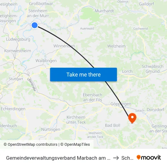Gemeindeverwaltungsverband Marbach am Neckar to Schlat map