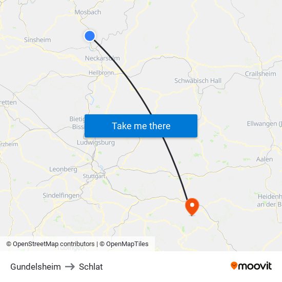 Gundelsheim to Schlat map