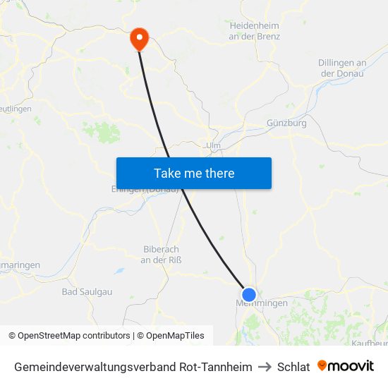 Gemeindeverwaltungsverband Rot-Tannheim to Schlat map