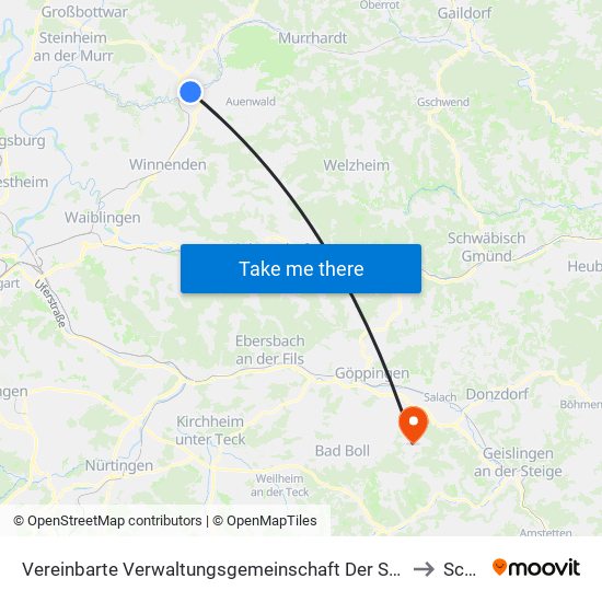 Vereinbarte Verwaltungsgemeinschaft Der Stadt Backnang to Schlat map