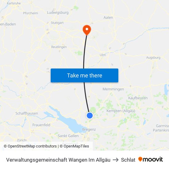 Verwaltungsgemeinschaft Wangen Im Allgäu to Schlat map