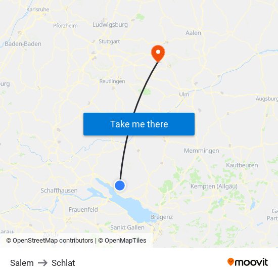 Salem to Schlat map