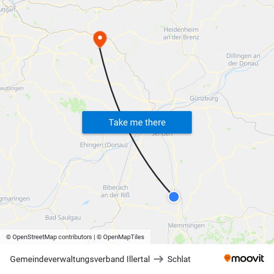 Gemeindeverwaltungsverband Illertal to Schlat map