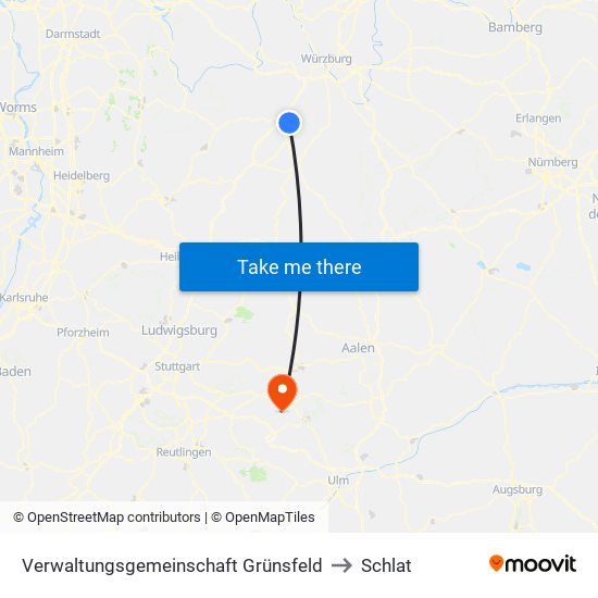 Verwaltungsgemeinschaft Grünsfeld to Schlat map