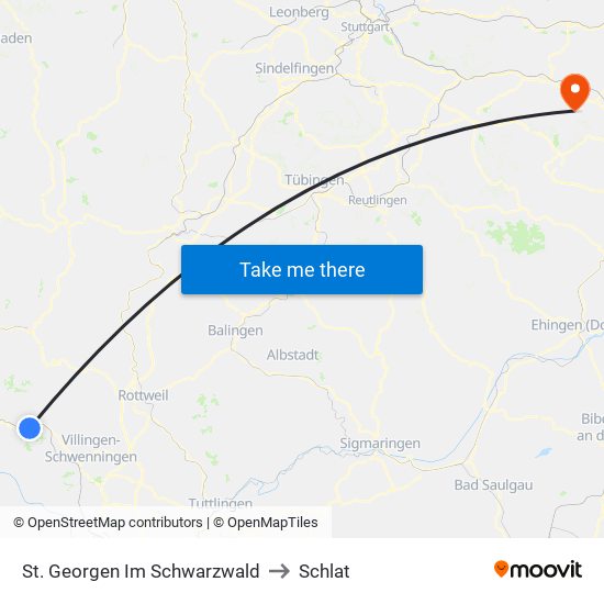 St. Georgen Im Schwarzwald to Schlat map