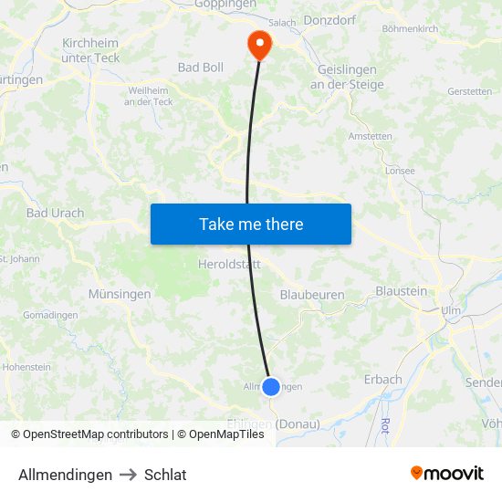 Allmendingen to Schlat map