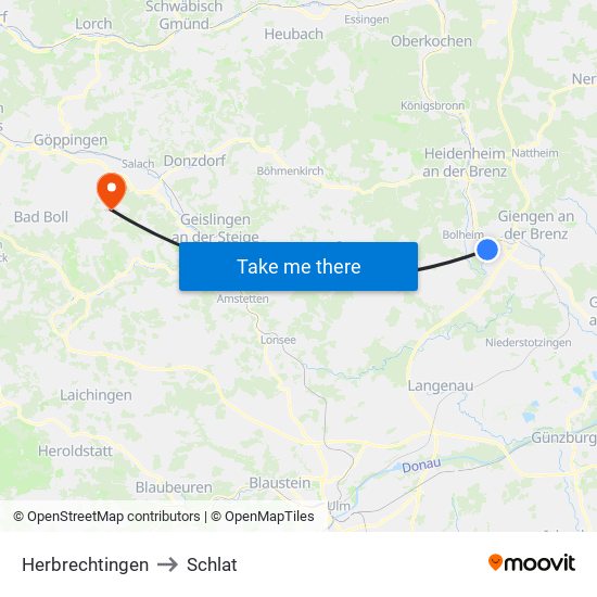 Herbrechtingen to Schlat map
