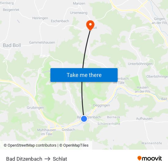 Bad Ditzenbach to Schlat map