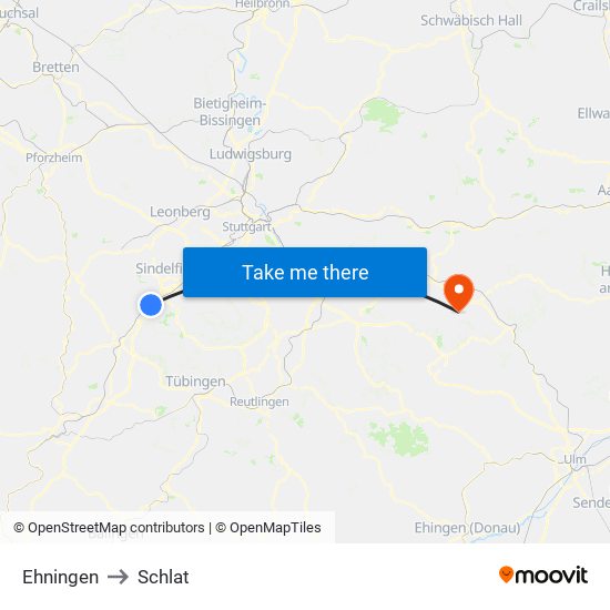 Ehningen to Schlat map