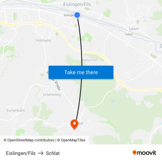 Eislingen/Fils to Schlat map