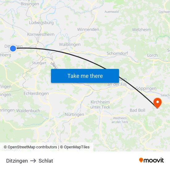 Ditzingen to Schlat map