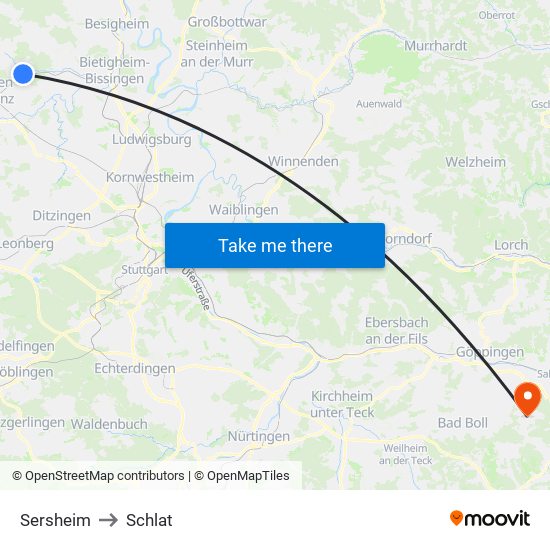 Sersheim to Schlat map