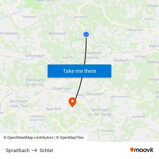 Spraitbach to Schlat map