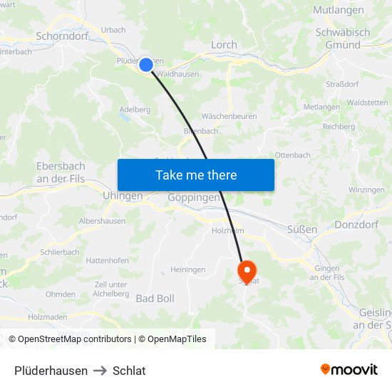 Plüderhausen to Schlat map