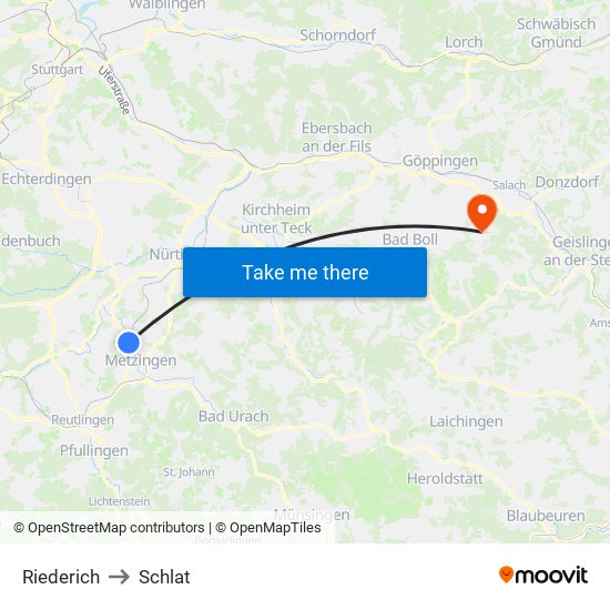 Riederich to Schlat map