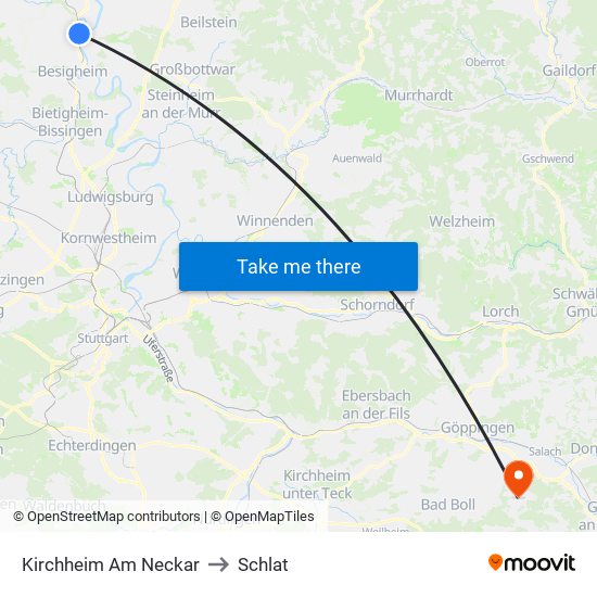 Kirchheim Am Neckar to Schlat map