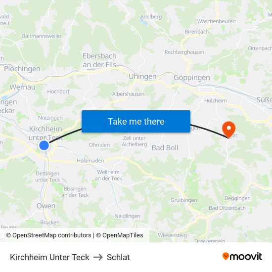 Kirchheim Unter Teck to Schlat map