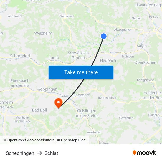 Schechingen to Schlat map