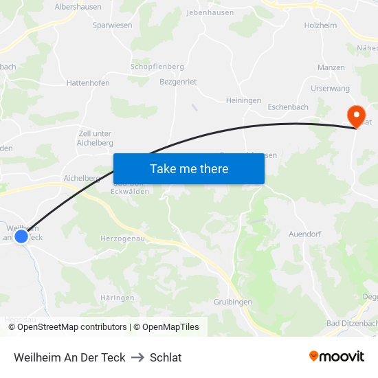 Weilheim An Der Teck to Schlat map