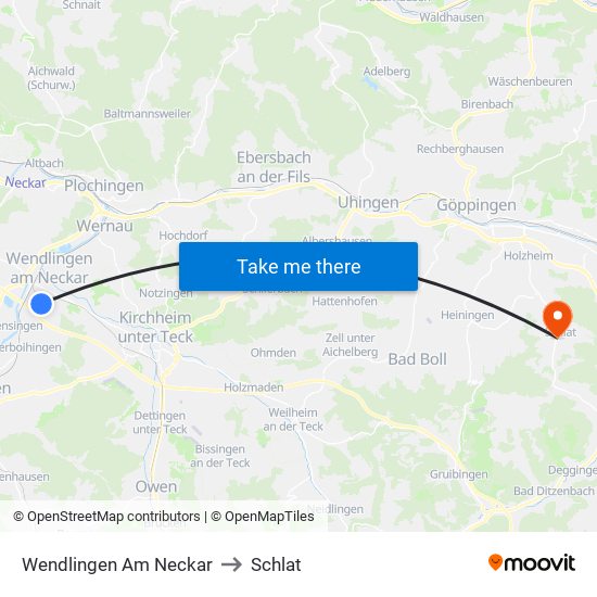 Wendlingen Am Neckar to Schlat map
