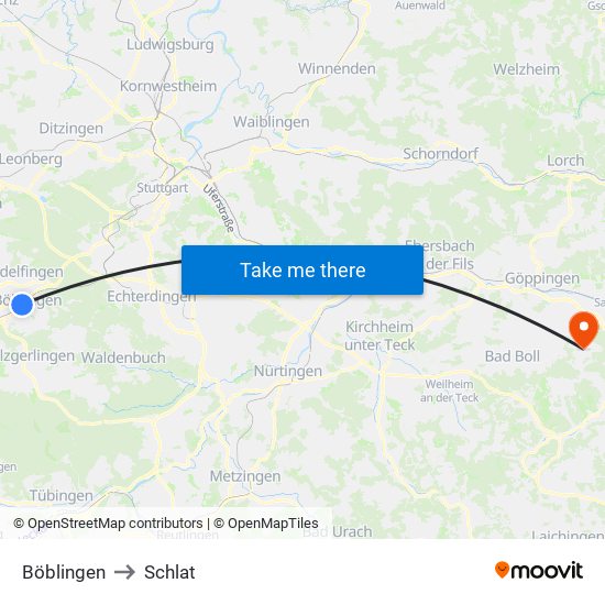 Böblingen to Schlat map