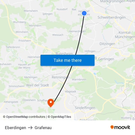 Eberdingen to Grafenau map