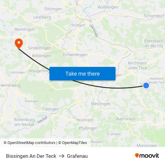 Bissingen An Der Teck to Grafenau map