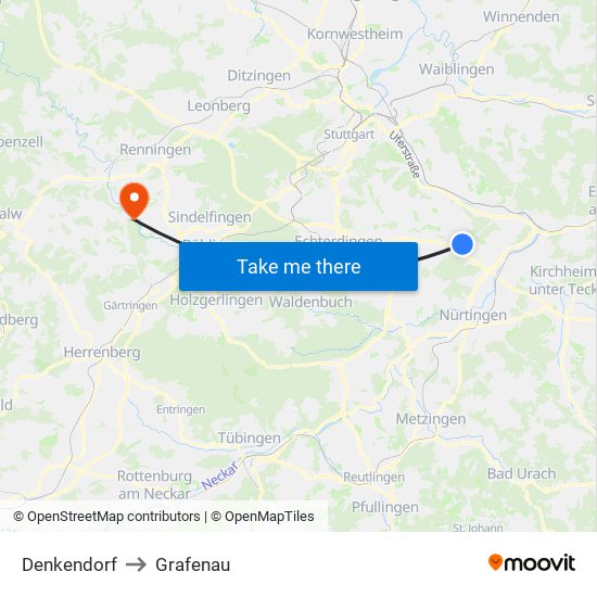 Denkendorf to Grafenau map