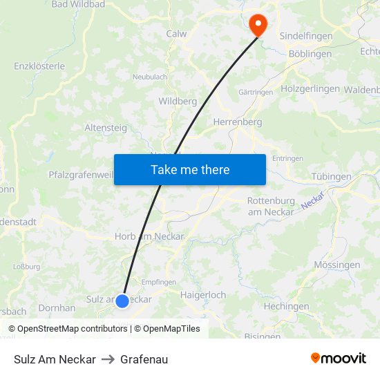 Sulz Am Neckar to Grafenau map