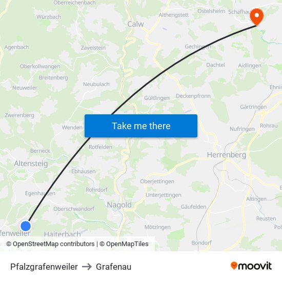 Pfalzgrafenweiler to Grafenau map