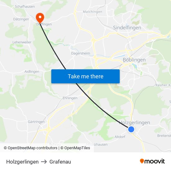 Holzgerlingen to Grafenau map