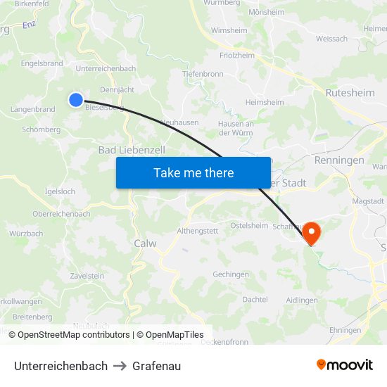 Unterreichenbach to Grafenau map
