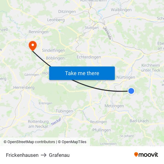 Frickenhausen to Grafenau map