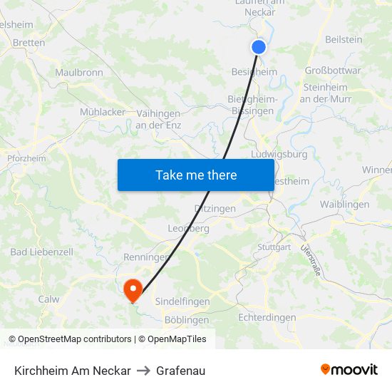 Kirchheim Am Neckar to Grafenau map